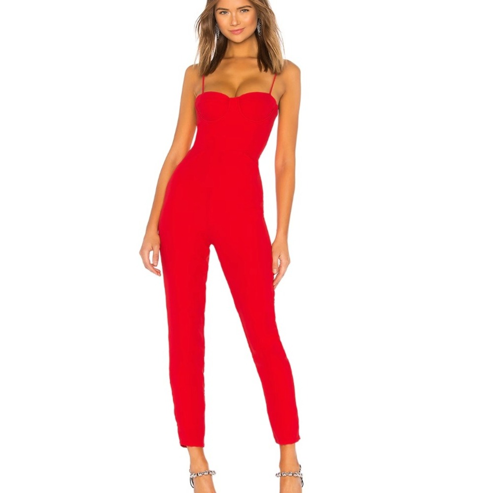 Lovers + Friends Ella Underwire Jumpsuit in Red sz S